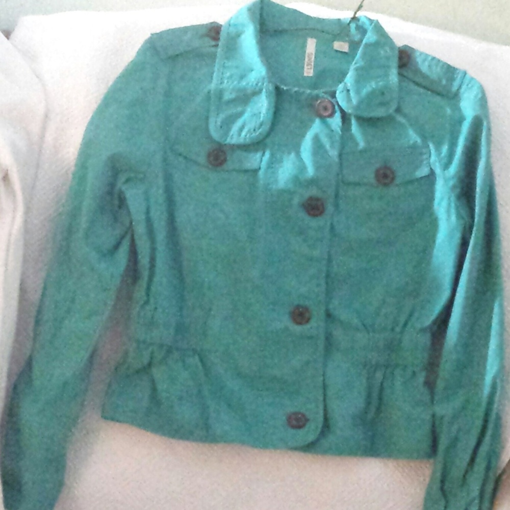 NWT Teal Button-Down Jacket with fitted waist